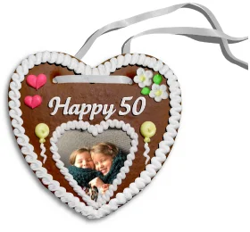 Personalisiertes Lebkuchenherz Happy 50