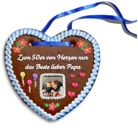 Personalisiertes Lebkuchenherz Zum 50en von Herzen nur das Beste lieber Papa