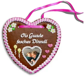 Personalisiertes Lebkuchenherz Ois Guade fesches Dirndl