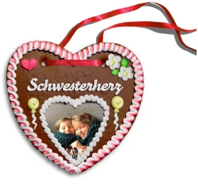 Personalisiertes Lebkuchenherz Schwesterherz