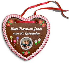 Personalisiertes Lebkuchenherz Liebe Franzi, ois Guade zum 40. Geburtstag