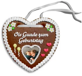 Personalisiertes Lebkuchenherz Ois Guade zum Geburtstag