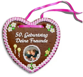 Personalisiertes Lebkuchenherz 50. Geburtstag Deine Freunde