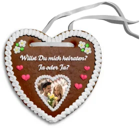 Personalisiertes Lebkuchenherz Willst Du mich heiraten? Ja oder Ja?