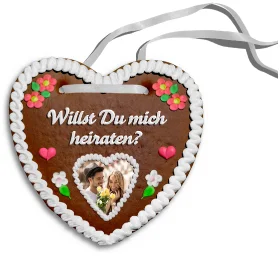 Personalisiertes Lebkuchenherz Willst Du mich heiraten?