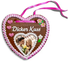 Personalisiertes Lebkuchenherz Dicker Kuss