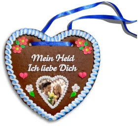 Personalisiertes Lebkuchenherz Mein Held Ich liebe Dich